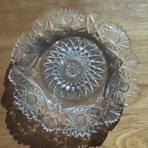 Antique American Brilliant Period Cut Glass 8.5" Dish